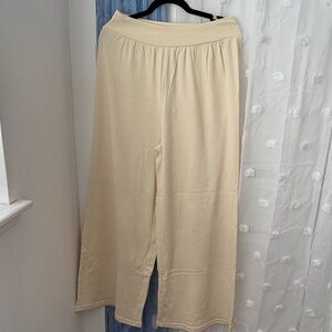 OQQ Cream Wide-Leg Pants